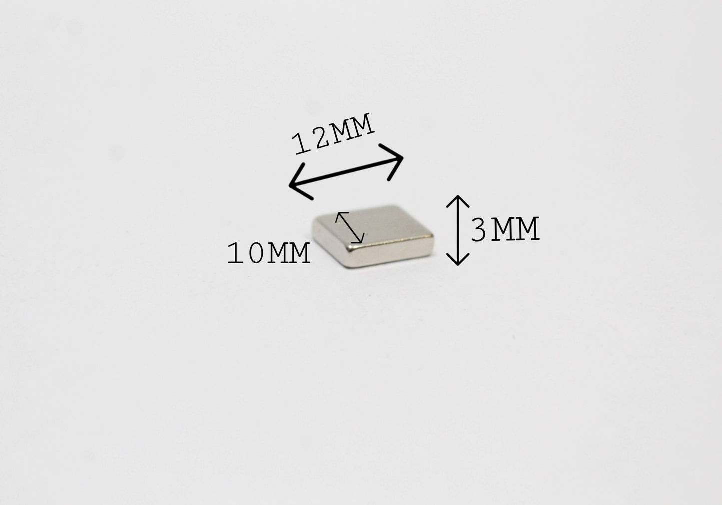 12 mm L x 10 mm B x 3 mm H Neodymium Magnet