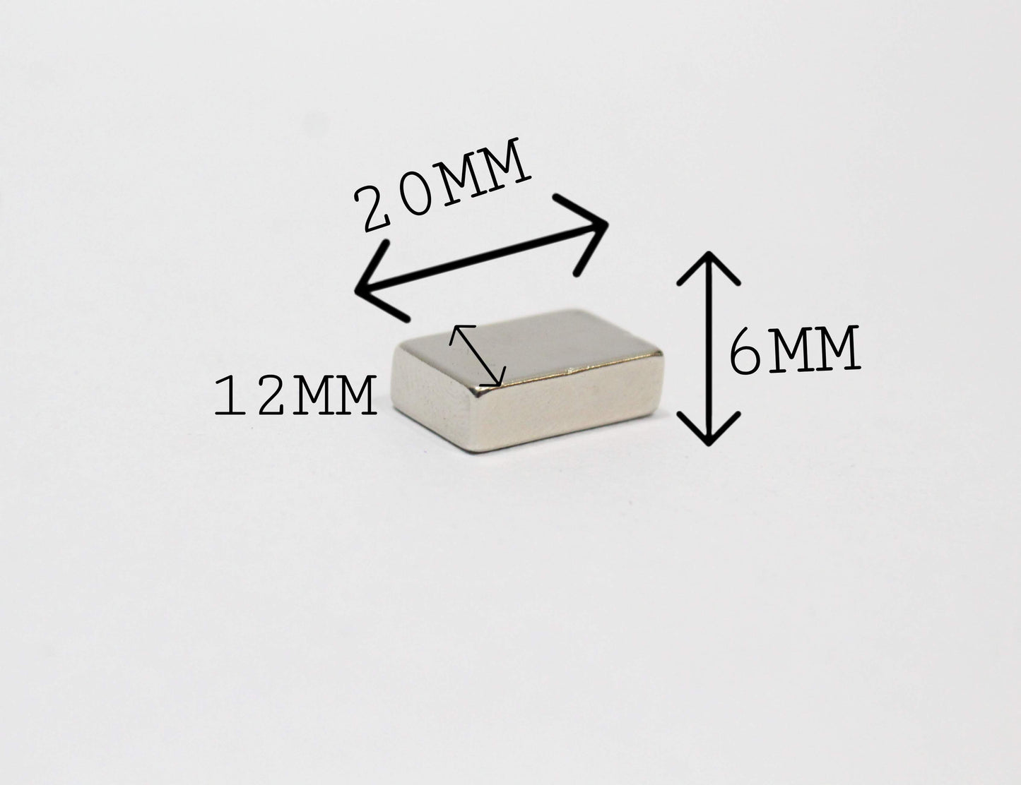 20 mm L x 12 mm B x 6 mm H Neodymium Magnet
