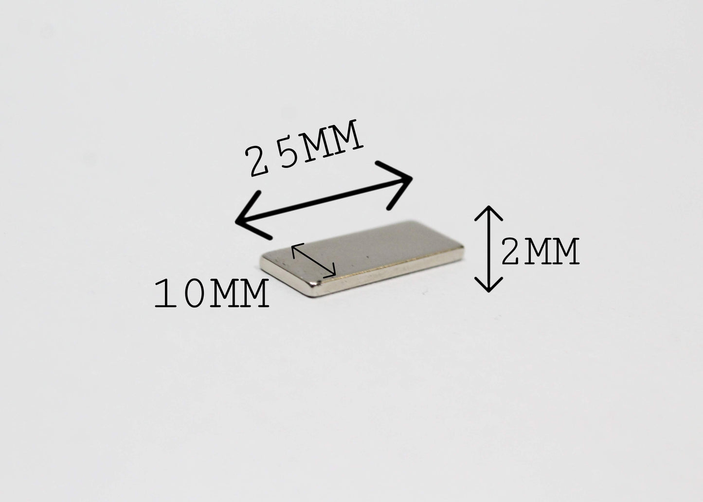 25 mm L x 10 mm B x 2 mm H Neodymium Magnet