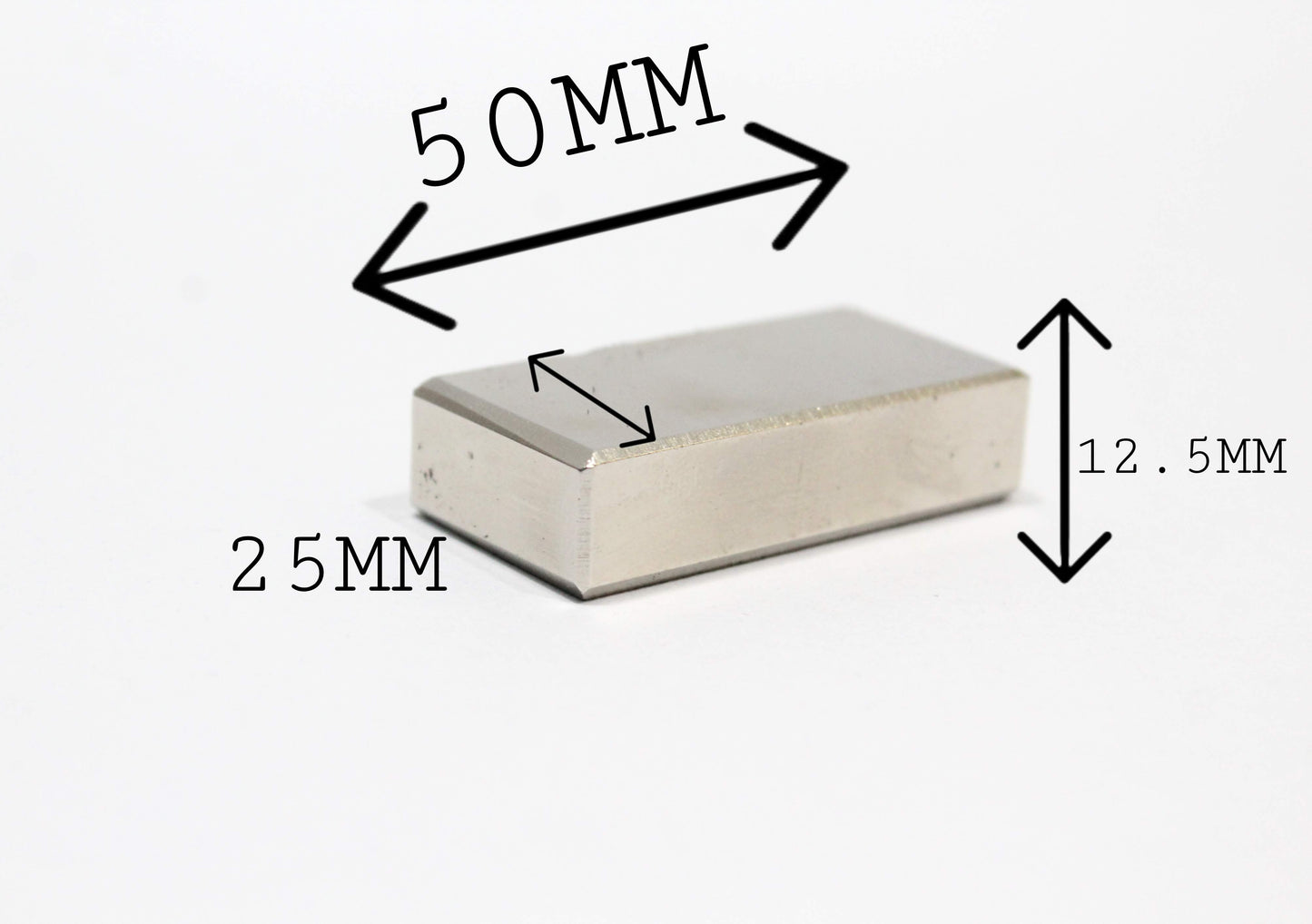 50 mm L x 25 mm B x 12.5 mm H Neodymium Magnet
