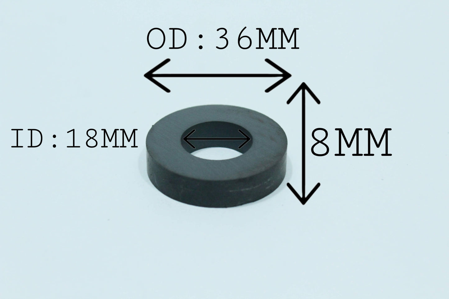 36 mm OD x 18 mm ID x 8 mm Thick Ferrite Magnet