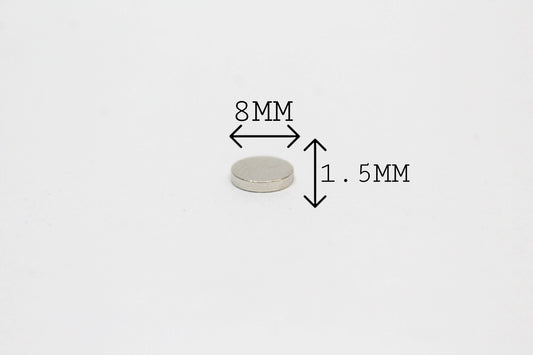 8 mm Dia x 1.5 mm Thick Neodymium magnet