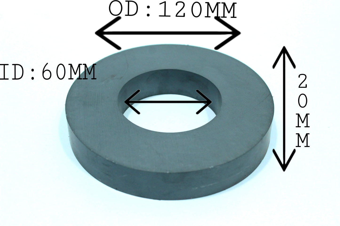 120 mm OD x 60 mm ID x 20 mm Thick Ferrite Magnet