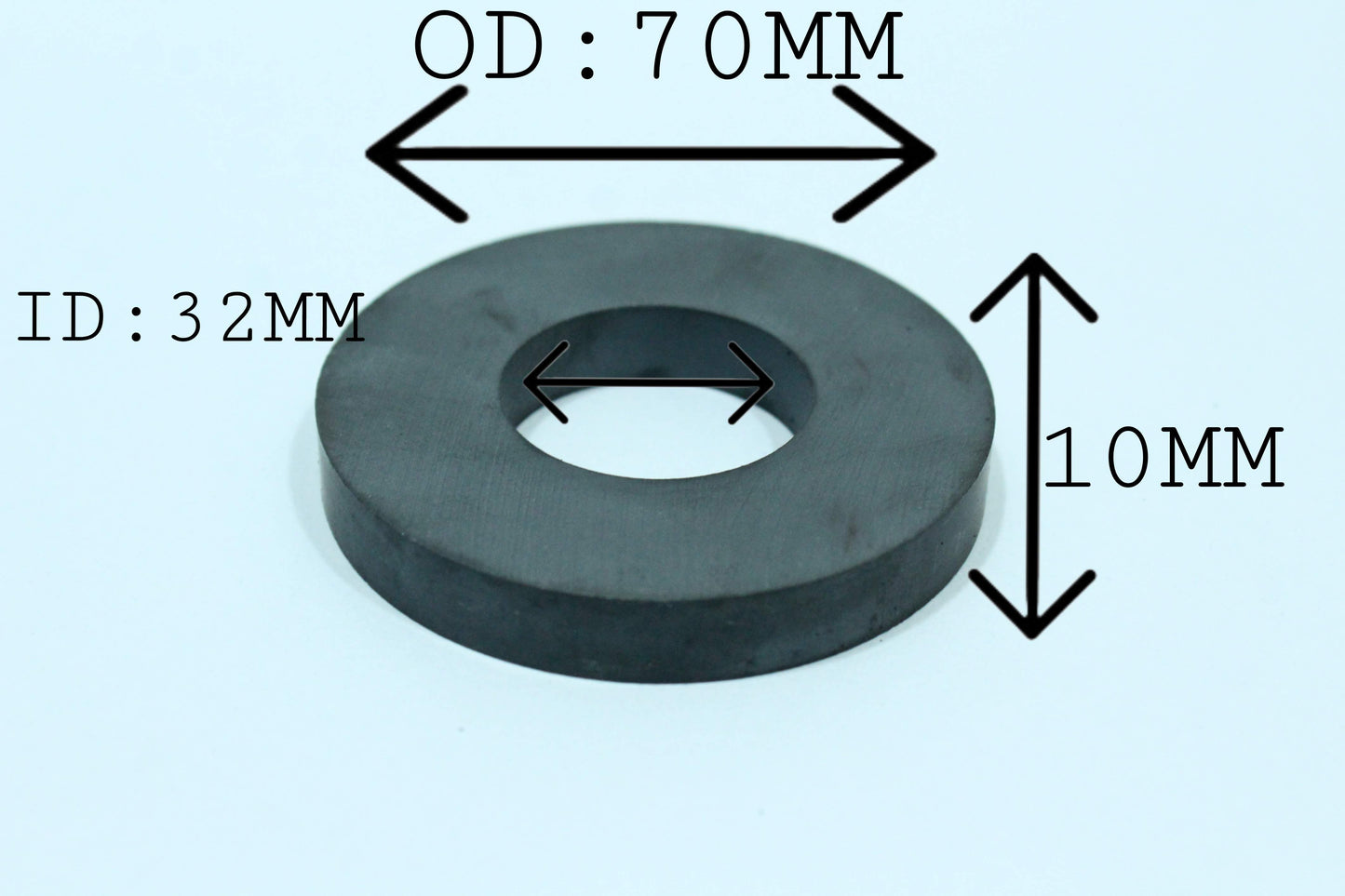 70 mm OD x 32 mm ID x 10 mm Thick Ferrite Manget